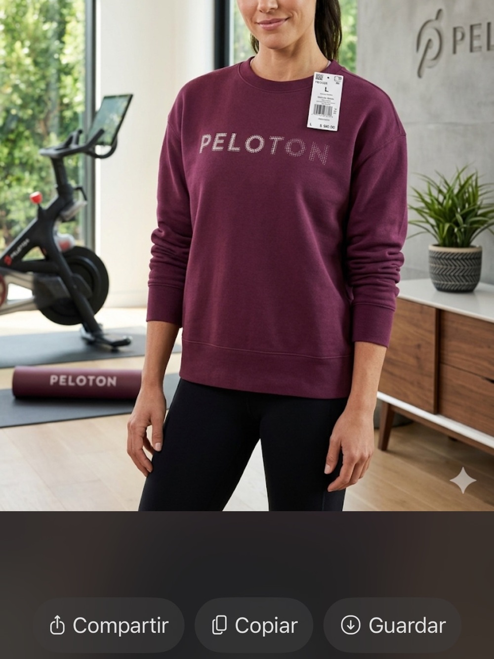 ADIDAS Peloton Size L Unixes Branded Crewneck Sweatshirt - Deep Plum